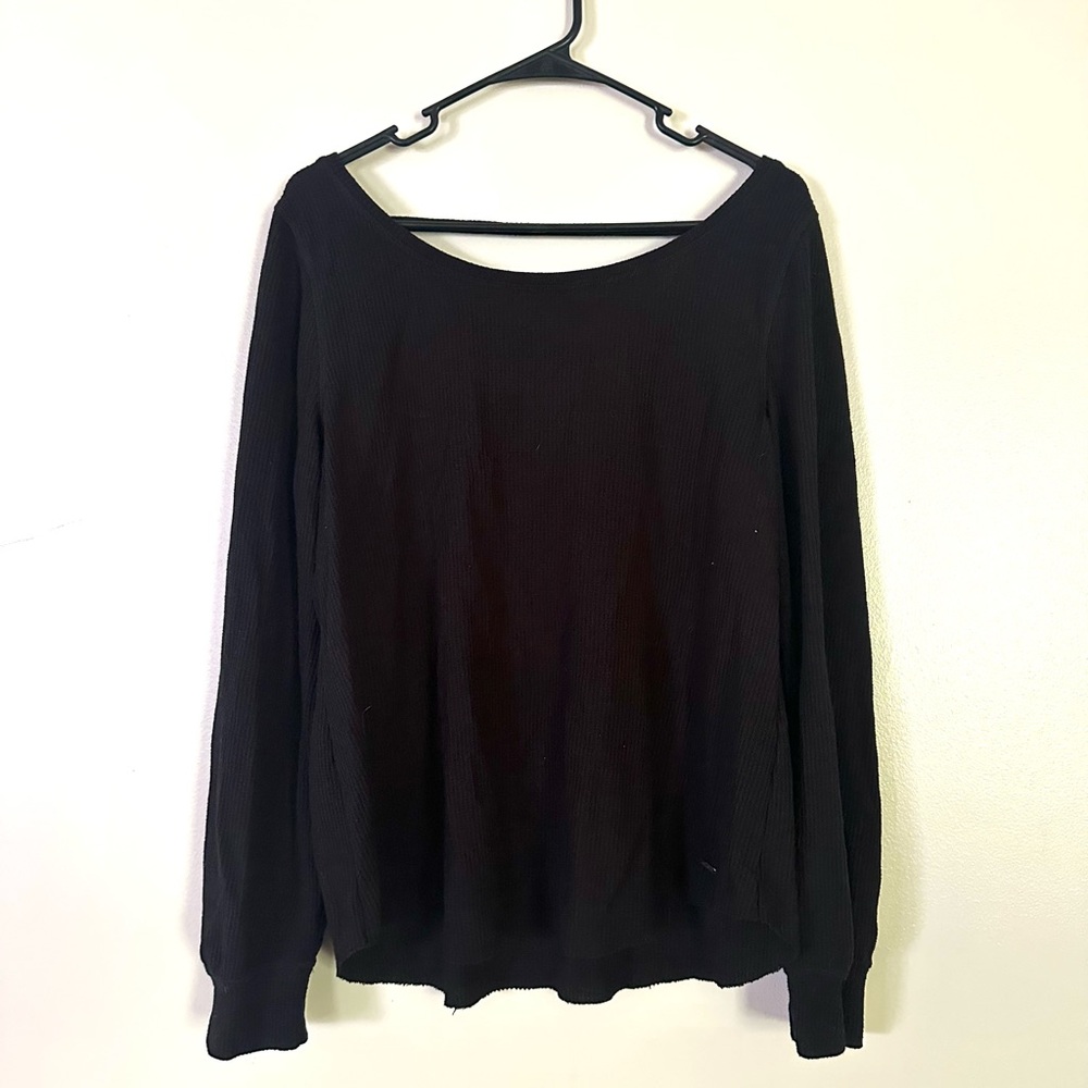 Hollister Black long sleeve thermal with open back size large
